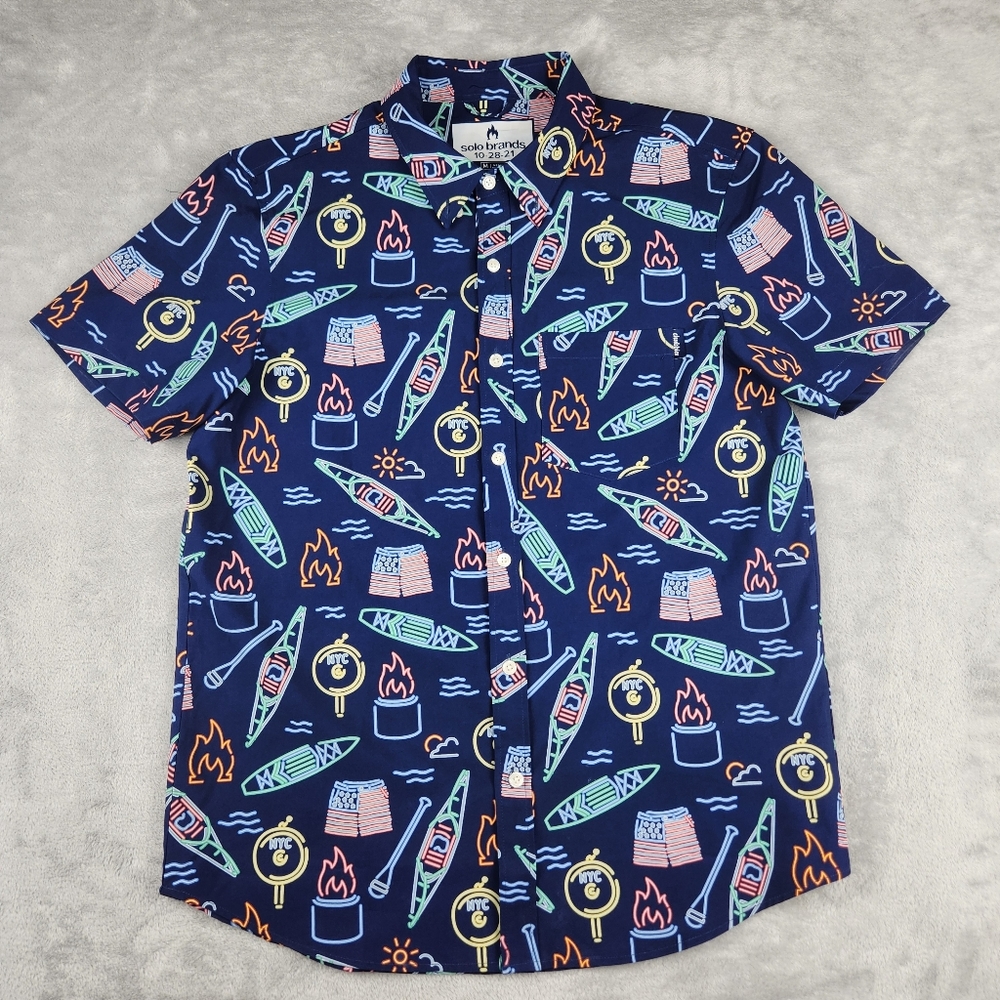 Chubbies Mens Button Up Shirt Neon Short Sleeve Size M Medium